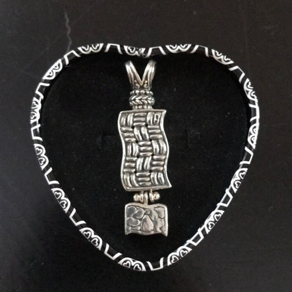 Vintage Sarda Sterling Silver Textured Woven Pendant NOS Statement Boho